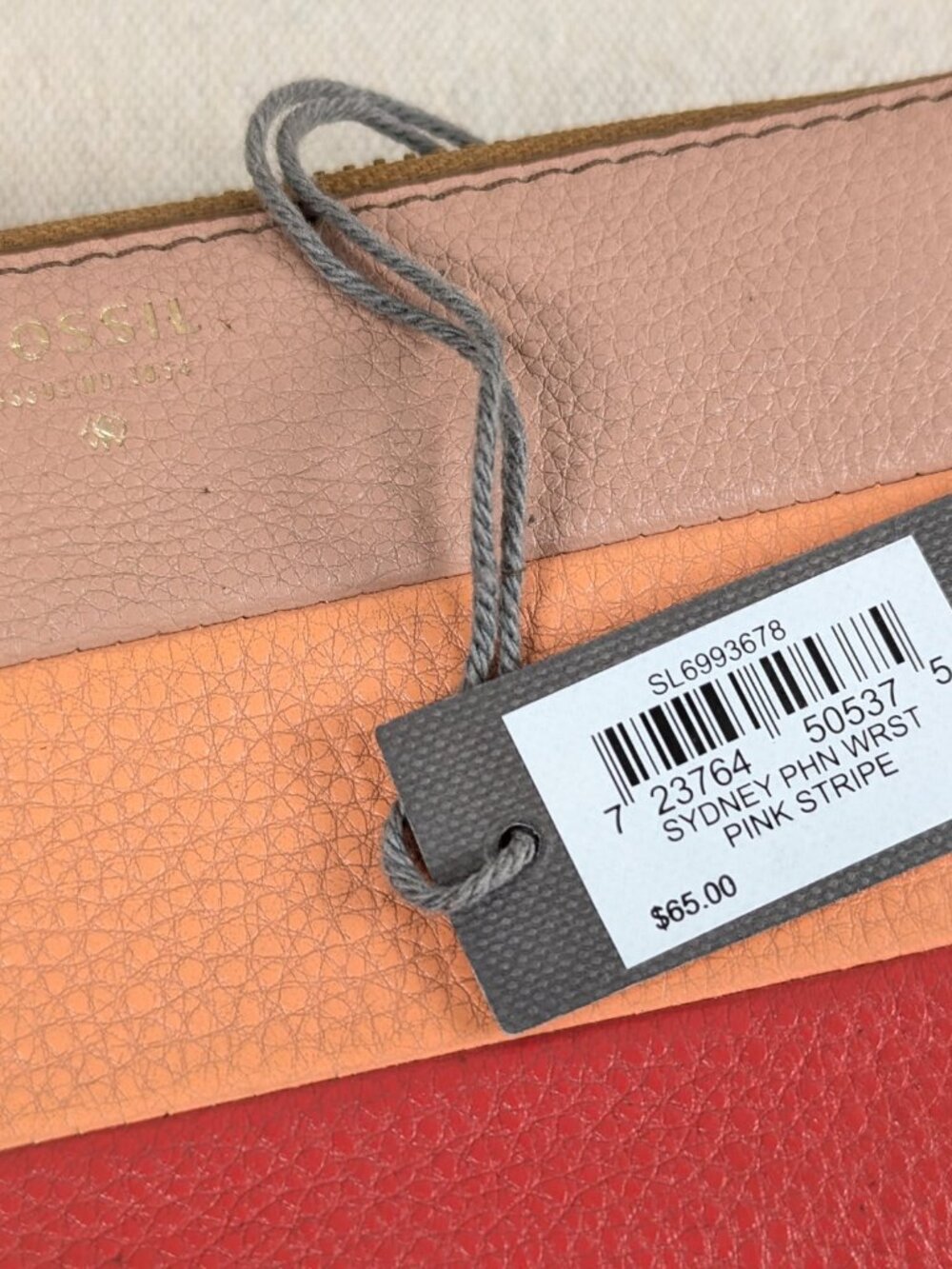 Fossil Sydney Phone Wristlet Wallet Multi-Colored Leather Zip Around Detachable